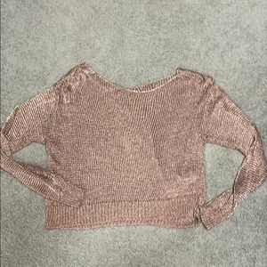 Forever rose gold metallic color knit top